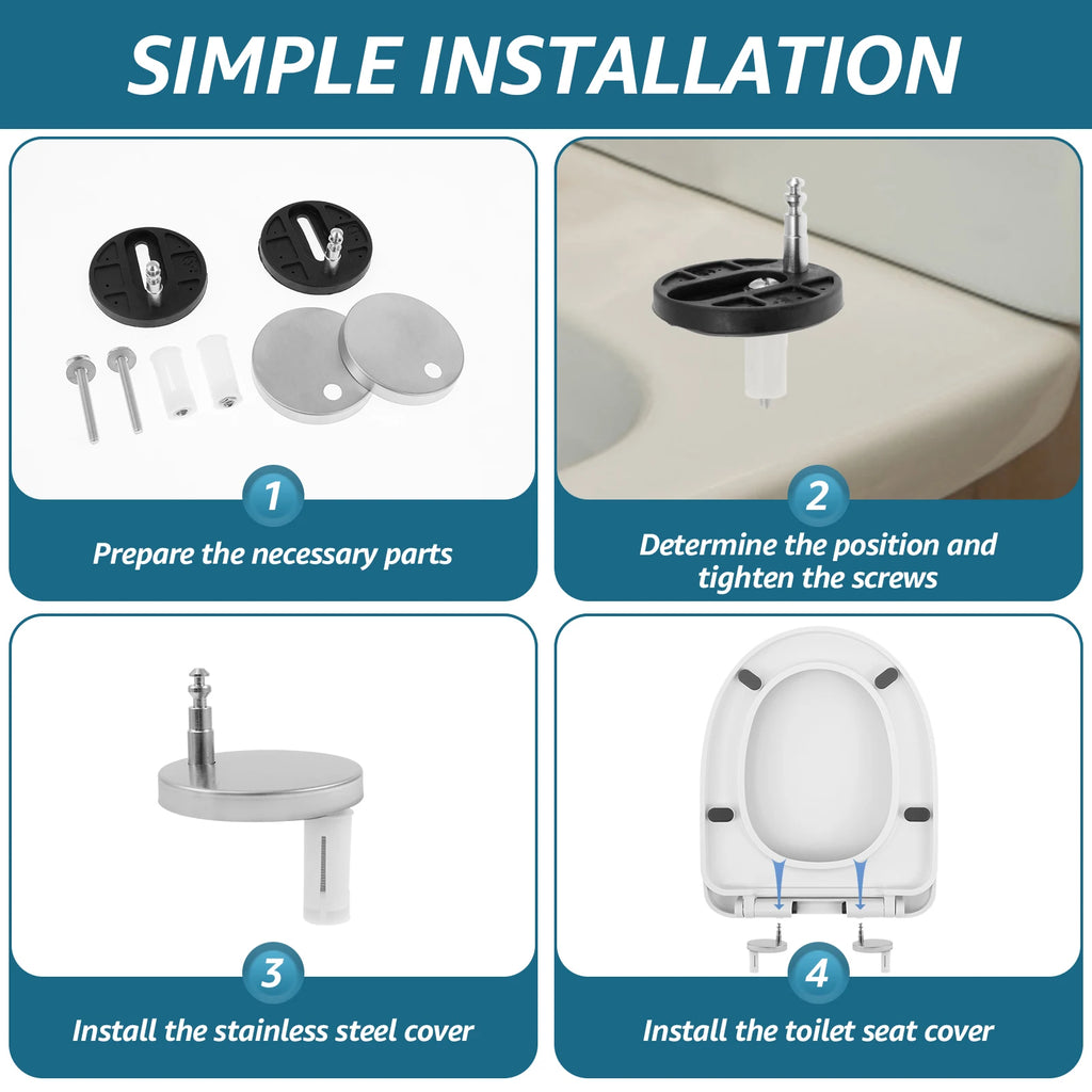 UV-Shaped Slow Close Toilet Seat – Quiet Durable White PP Seat with Quick Release for Adults & Children