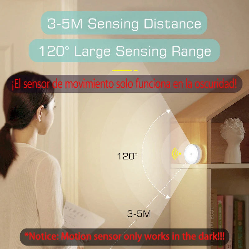 USB Rechargeable Motion Sensor Night Light – Wireless LED Closet, Cabinet & Hallway Light