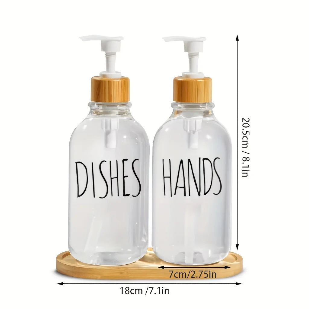 Bamboo Dual Soap Dispenser Set