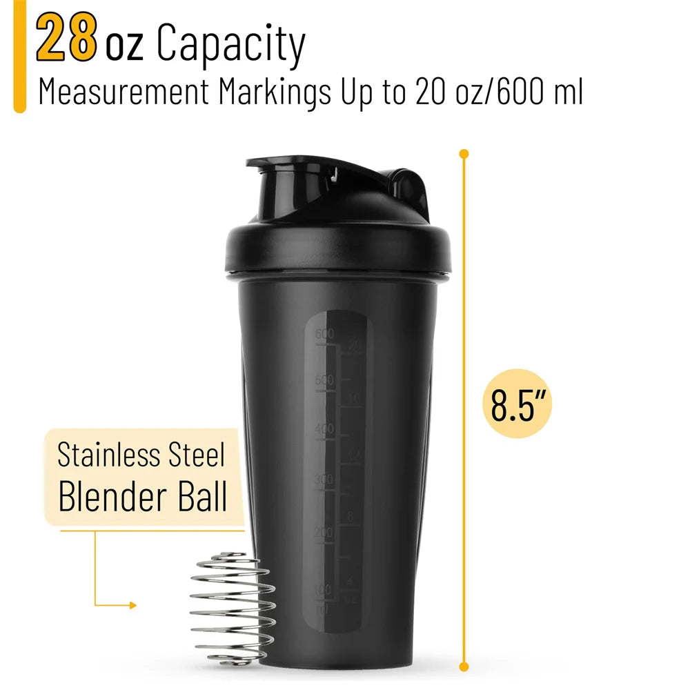 600ml Portable Protein Shaker Bottle with Wire Whisk Ball – Leak-Proof Fitness Shaker for Gym, Pre-Workout & Post-Workout