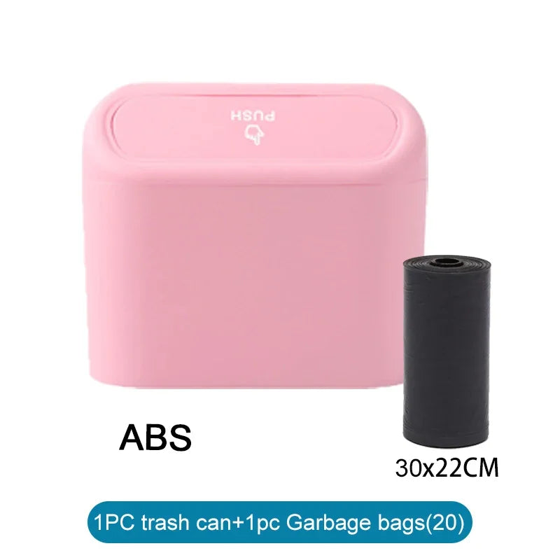Car Trash Can with Lid & 60 Garbage Bags – Leak-Proof Mini Portable Vehicle Garbage Bin for Auto Interior