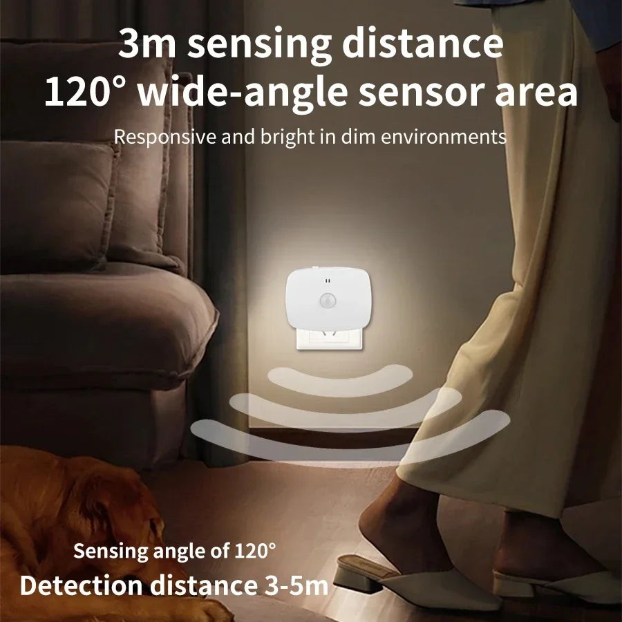 Motion Sensor LED Night Light Plug-in – Automatic Infrared Smart Sensor Wall Lamp for Bedroom, Bathroom, Hallway, Kitchen & Kids Room (110V/220V)
