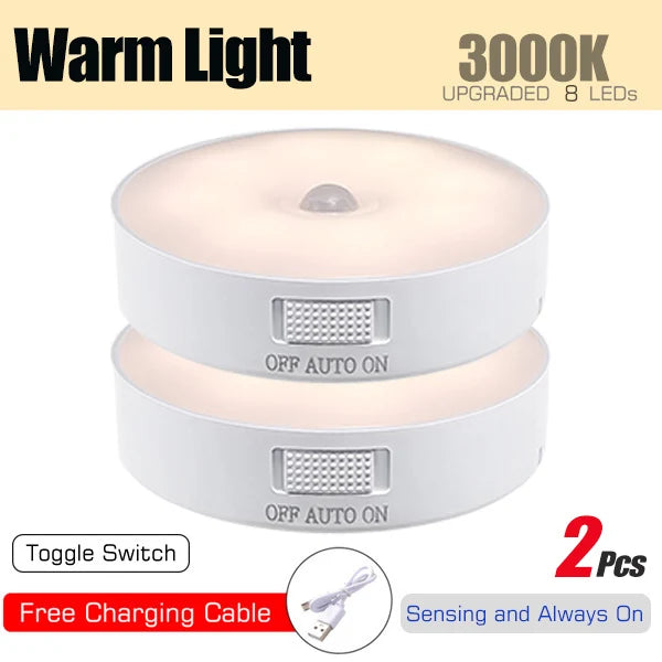 USB Rechargeable Motion Sensor Night Light – Wireless LED Closet, Cabinet & Hallway Light