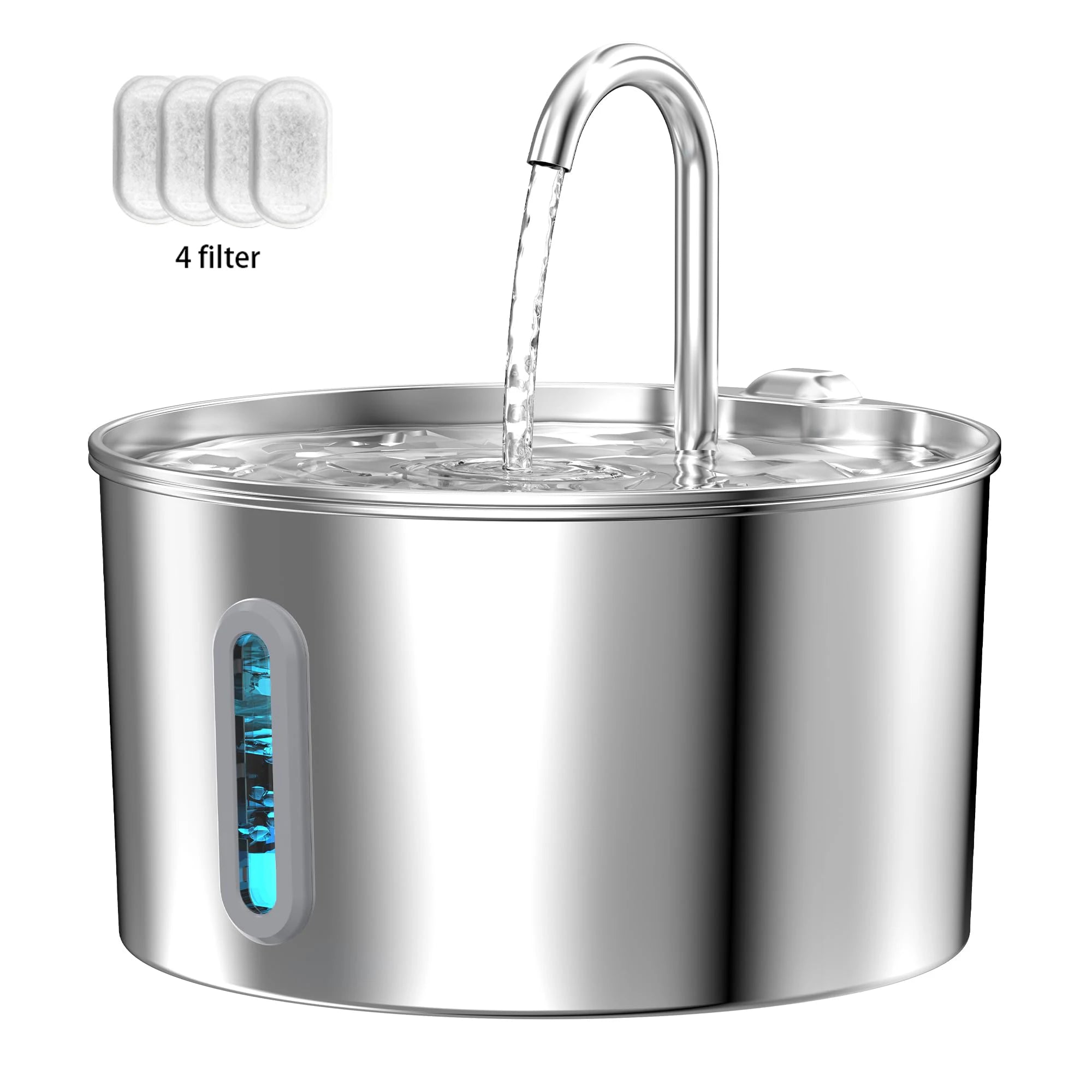 HydroFlow™ Stainless Steel Pet Water Fountain – 2.2L Automatic Water Dispenser
