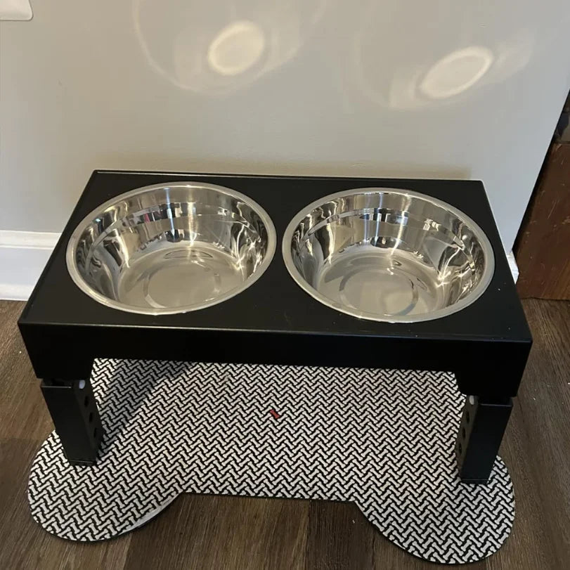Adjustable Elevated Dog Feeder with Double Stainless Steel Bowls - 5 Heights for Small Medium & Large Dogs
