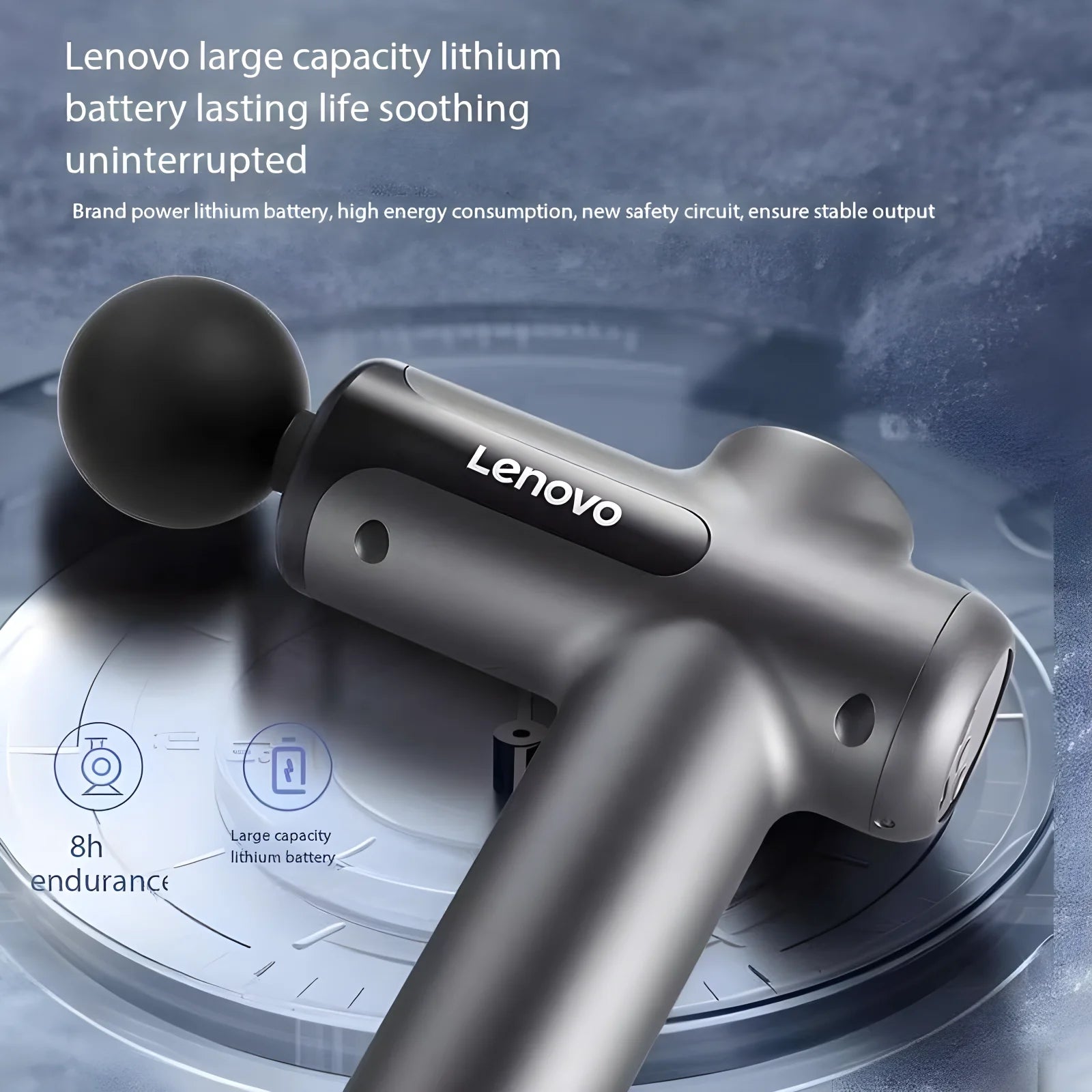 Lenovo Massage Gun - Deep Tissue Fascia Gun with 8 Massage Heads, LED Touch Screen