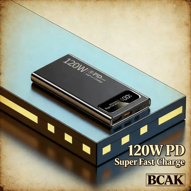 BCAK 120W Super Fast Charging Power Bank 20000mAh – Portable Slim PD QC Fast Charger with Power Display for iPhone, Samsung, Xiaomi