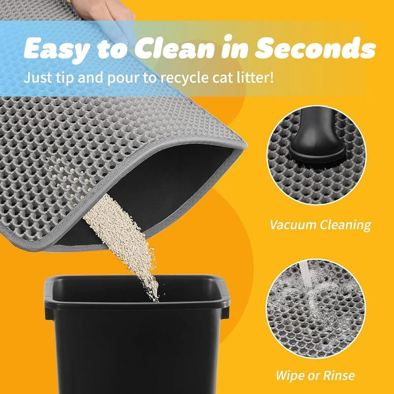 Double-Layer Cat Litter Mat - Waterproof, Non-Slip, Sand-Trapping Pet Mat for Litter Box (Washable)