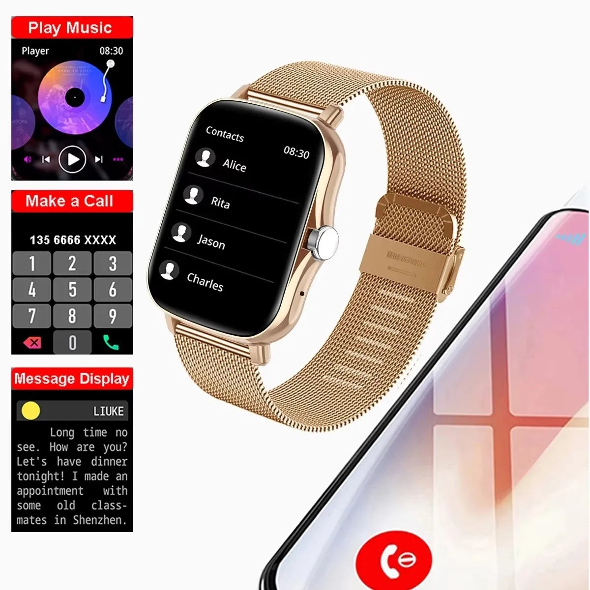 1.83" Waterproof Smart Watch for Men & Women – Bluetooth Call, Message Reply, Heart Rate & Sleep Monitor, Fitness Tracker with Pedometer for iPhone & Android