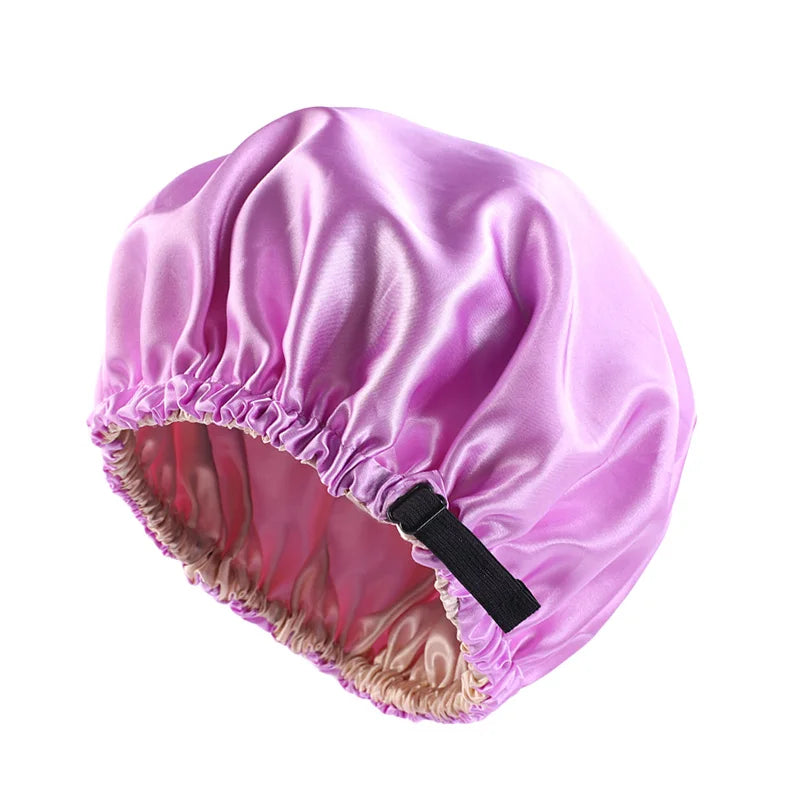 Double Layer Satin Bonnet for Sleeping – Adjustable Large Silk Sleep Cap with Elastic Band for Curly Hair, Women & Men Hair Protection