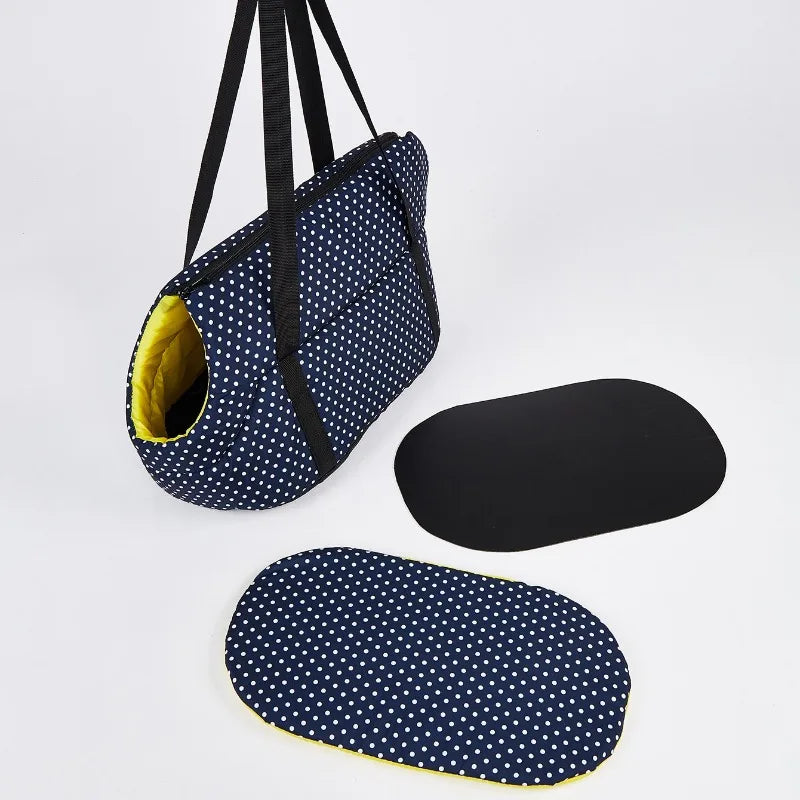 Portable Pet Carrier Bag for Small Dogs & Cats - Breathable Mesh Foldable Shoulder Sling Bag, Hands-Free Travel Tote with Warm Fleece Lining
