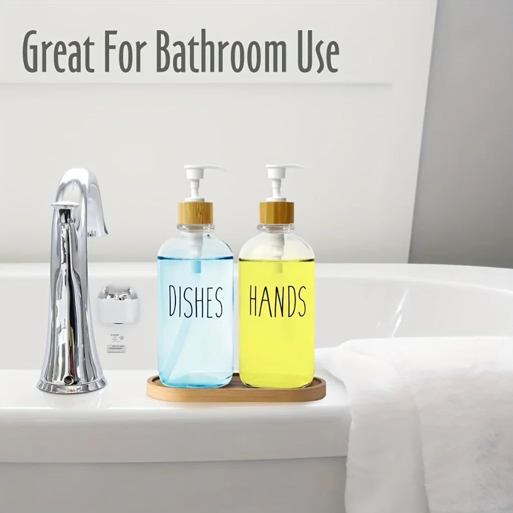 Bamboo Dual Soap Dispenser Set