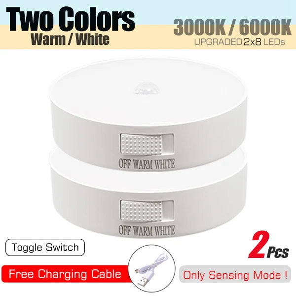 USB Rechargeable Motion Sensor Night Light – Wireless LED Closet, Cabinet & Hallway Light