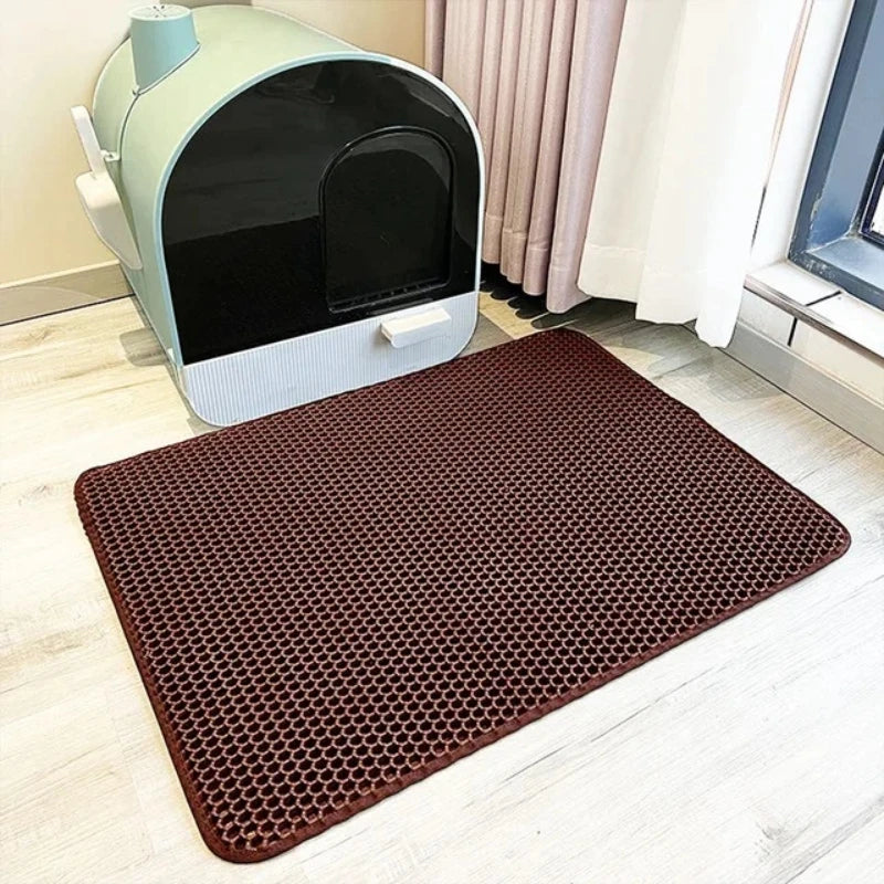 Double-Layer Cat Litter Mat - Waterproof, Non-Slip, Sand-Trapping Pet Mat for Litter Box (Washable)