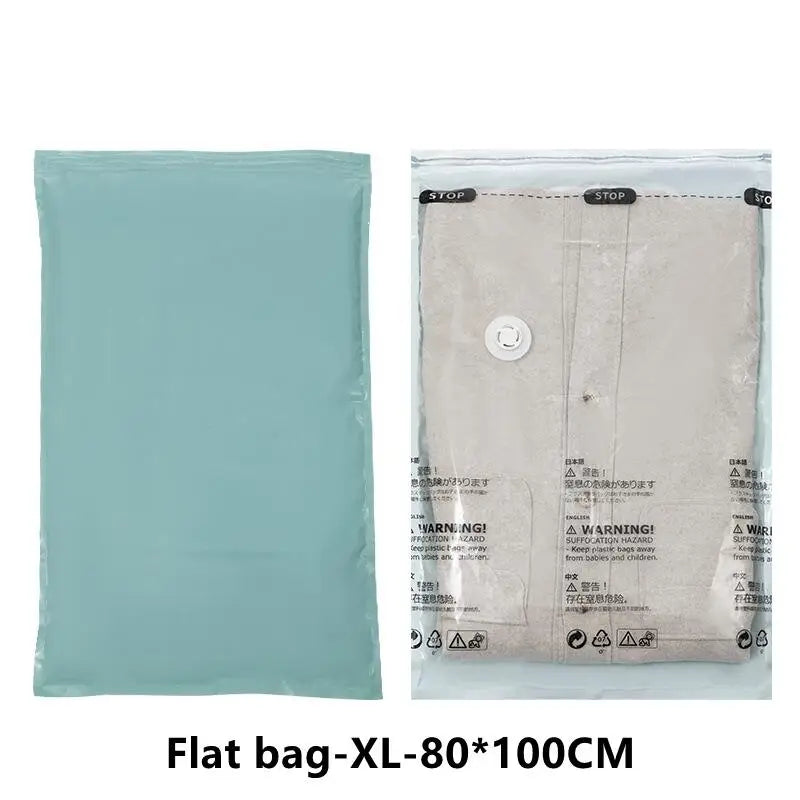 No-Pump Vacuum Storage Bags – Compression Bags for Clothes, Blankets & Bedding, Space-Saving Travel & Home Organization