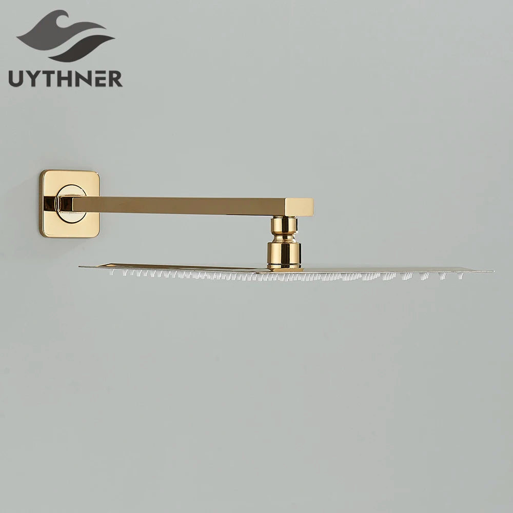Square Rainfall Shower Head 8"/10"/12" - Ultrathin Rain Shower with Arm