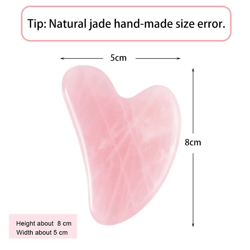 Natural Rose Quartz Gua Sha Jade Facial Tool Set – GuaSha Scraping Massage Board & Roller for Face, Neck & Body Skin Care & Anti-Aging