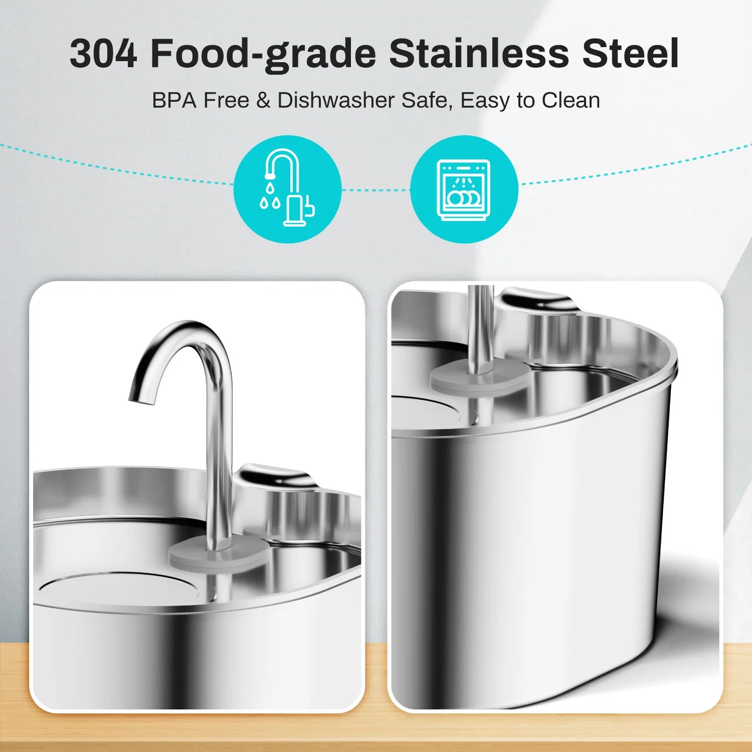 HydroFlow™ Stainless Steel Pet Water Fountain – 2.2L Automatic Water Dispenser