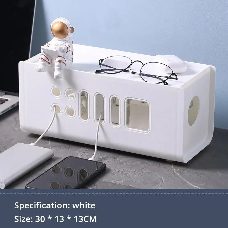 Multifunctional Cable Management Box - Wire Organizer & Power Strip Storage Case for Home & Office