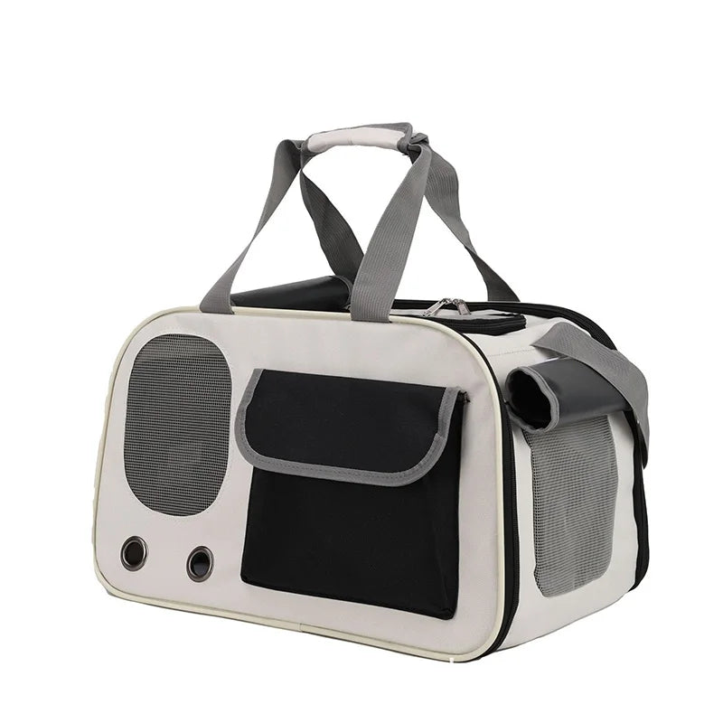 Designer Pet Travel Carrier with Shoulder Strap – Portable Bag for Small Dogs & Cats