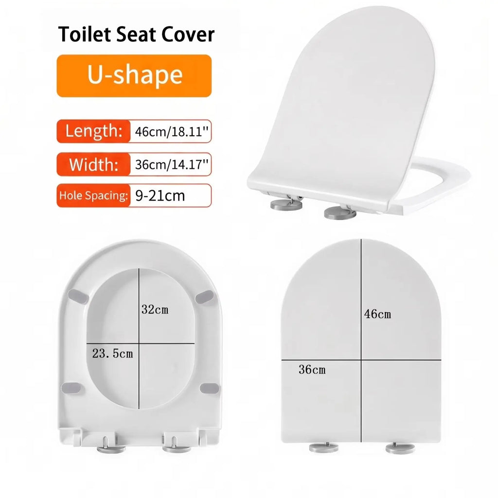 Slow Close U-Shaped Toilet Seat - Quiet Soft Close Lid, Durable & Universal Fit