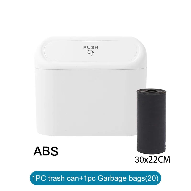 Car Trash Can with Lid & 60 Garbage Bags – Leak-Proof Mini Portable Vehicle Garbage Bin for Auto Interior