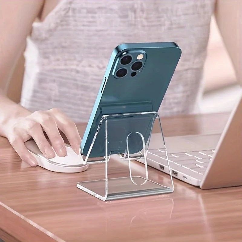 Transparent Acrylic Phone Stand Holder – Clear Adjustable Desktop Smartphone Stand for Desk, Video Calls & Hands-Free Viewing