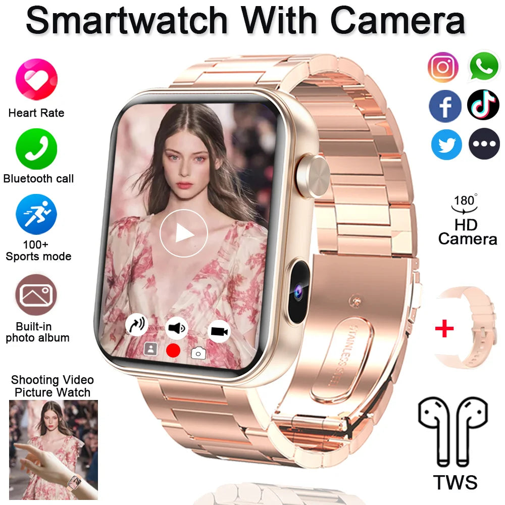 2025 New Unisex Smartwatch with Camera, Health Monitor, Fitness Tracker, Waterproof & Bluetooth Calling