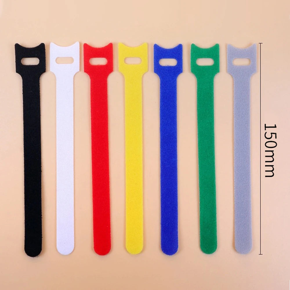 10, 50 & 100-Piece Reusable Cable Management Straps – Adjustable Hook & Loop Cord Organizer Ties for Home, Office & Travel