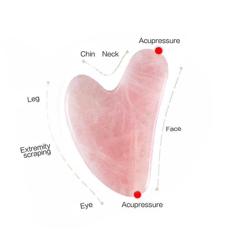 Rose Quartz Gua Sha Massage Board – Premium Facial Scraping Tool for Face, Neck & Body | Natural Stone Lymphatic Drainage Massager