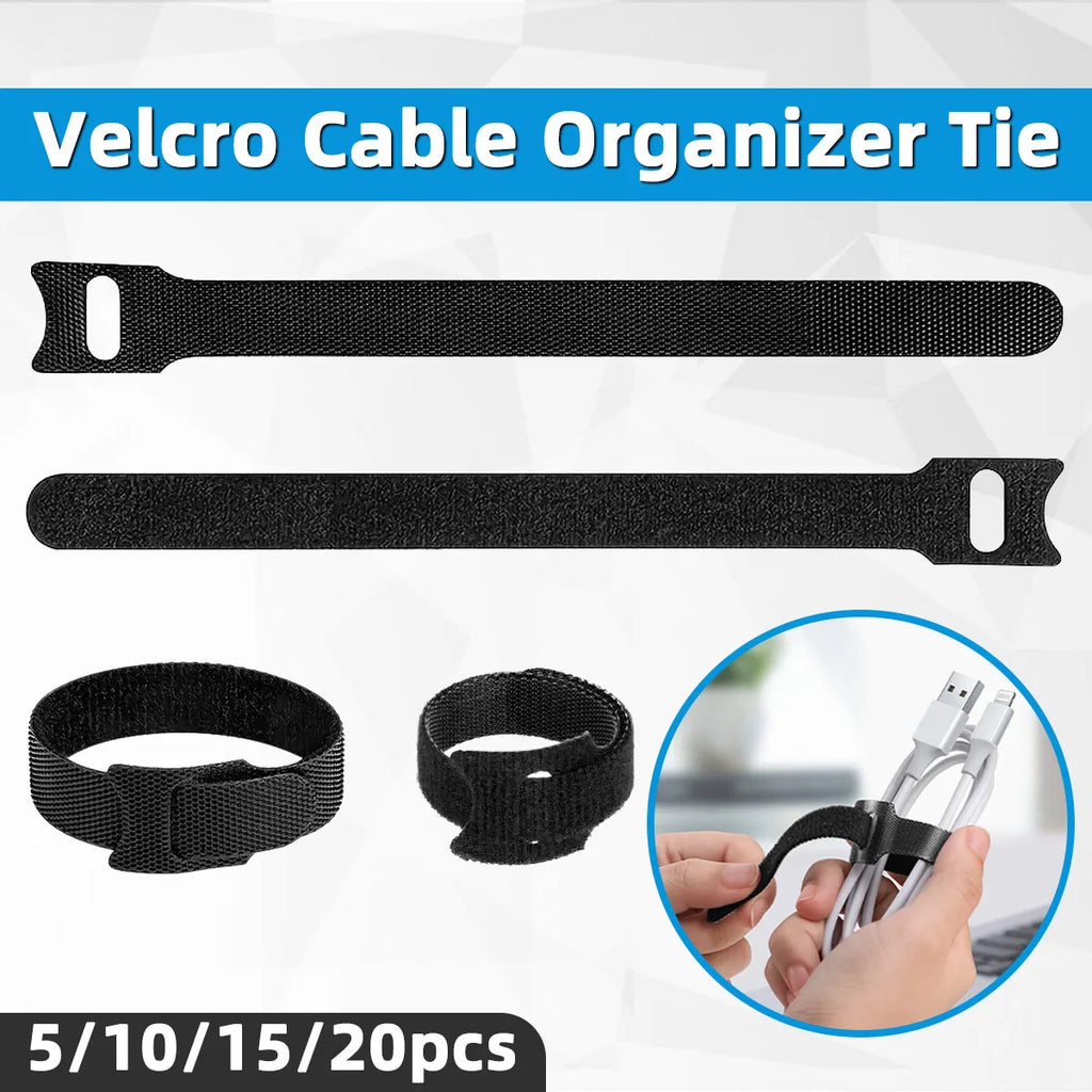 Premium Reusable Hook & Loop Cable Management Straps – Adjustable Cord Organizer Ties for Home, Office, Travel & Electronics (5, 10, 15 or 20 Pack)
