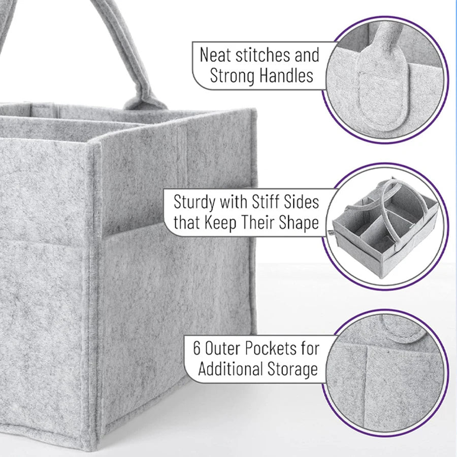 Felt Diaper Caddy Organizer – Large Capacity
