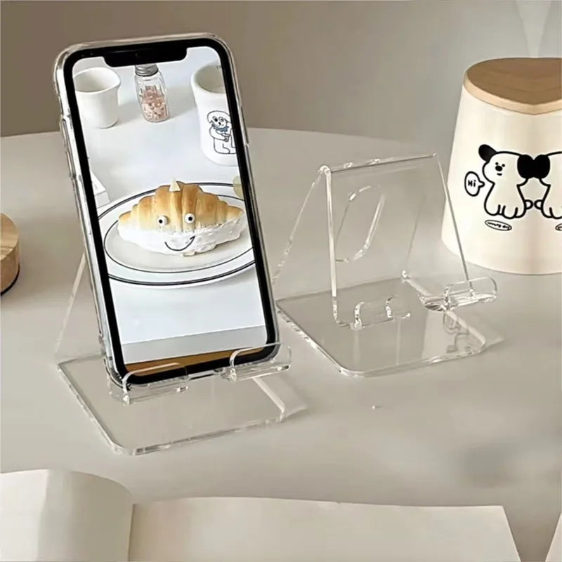 Transparent Acrylic Phone Stand Holder – Clear Adjustable Desktop Smartphone Stand for Desk, Video Calls & Hands-Free Viewing