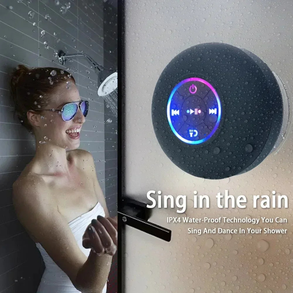 Bluetooth Shower Speaker Portable Wireless Mini Speaker with Suction Cup, IPX4 Waterproof, Built-in Mic – Perfect for Shower, Pool, Beach & Travel