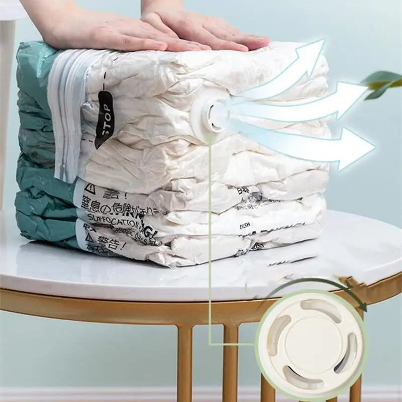 No-Pump Vacuum Storage Bags – Compression Bags for Clothes, Blankets & Bedding, Space-Saving Travel & Home Organization
