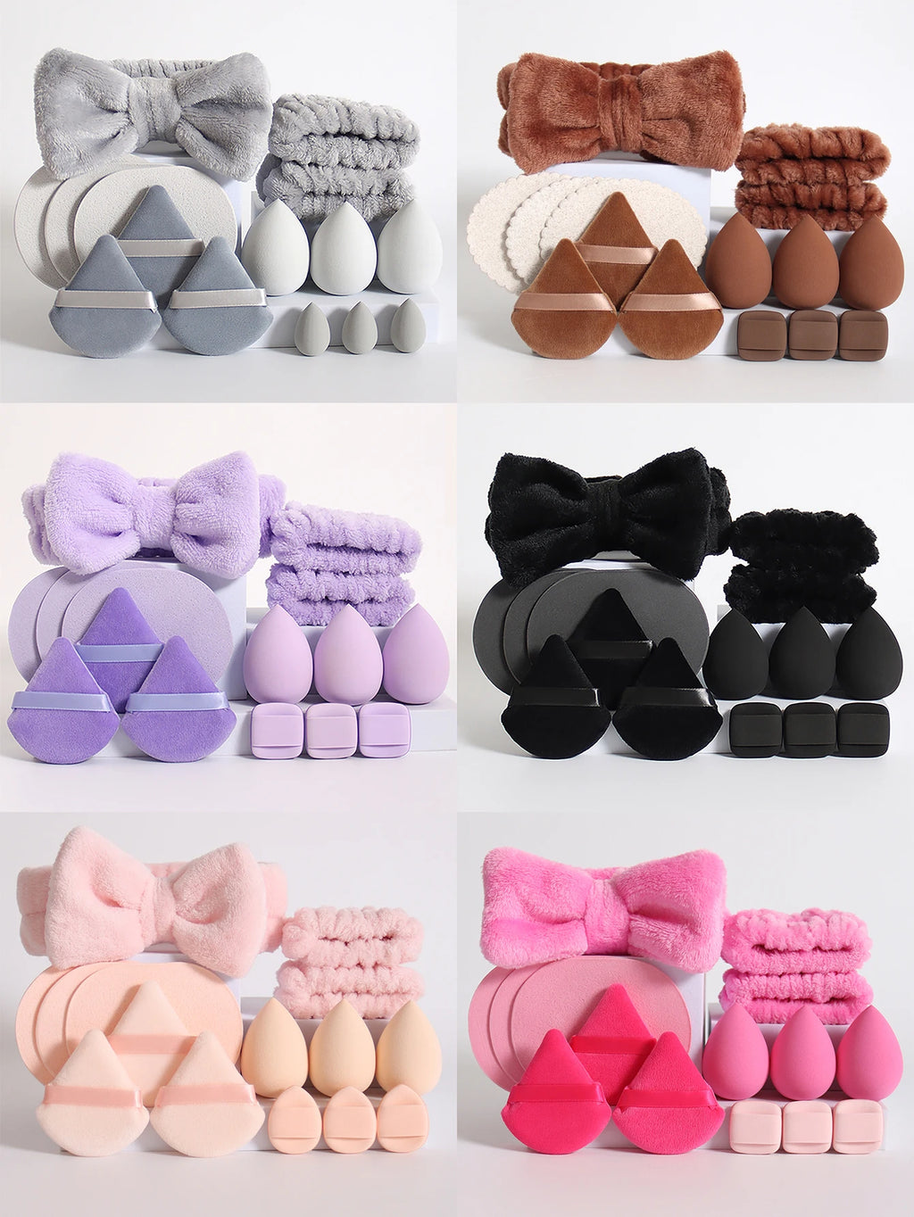 15-Piece Makeup Sponge & Beauty Blender Set with Spa Headband & Wristbands