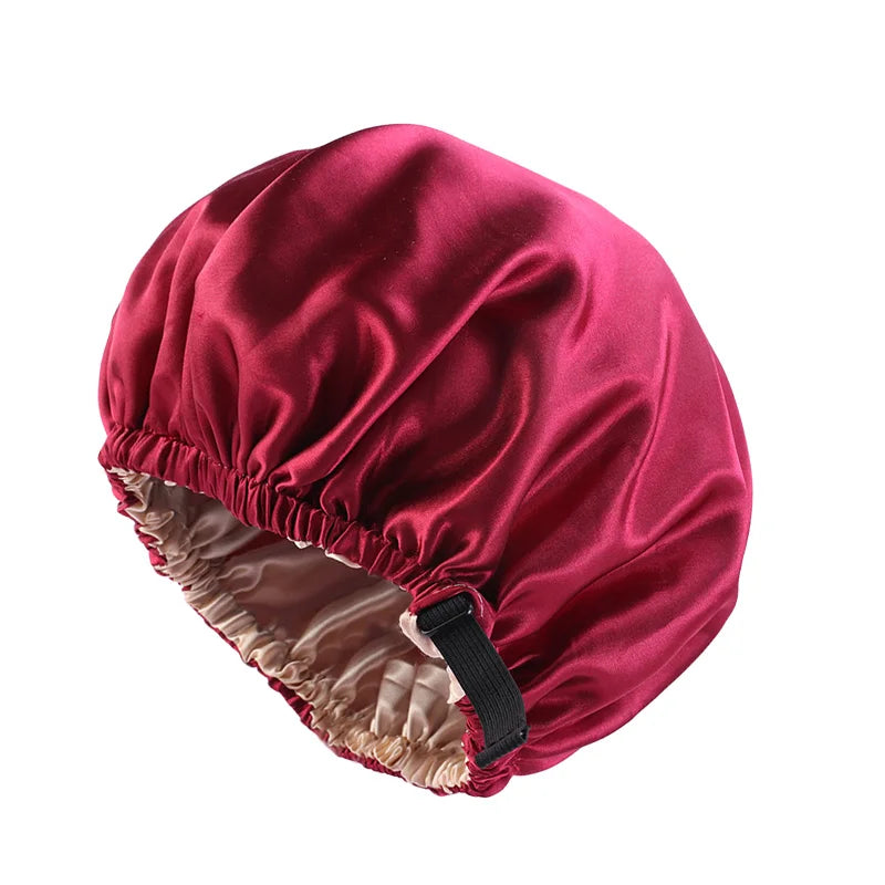 Double Layer Satin Bonnet for Sleeping – Adjustable Large Silk Sleep Cap with Elastic Band for Curly Hair, Women & Men Hair Protection
