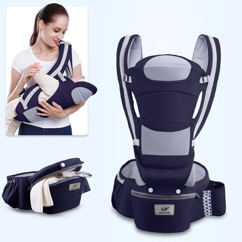 Ergonomic Baby Carrier with Hip Seat – 6-in-1 Front & Back Carrier
