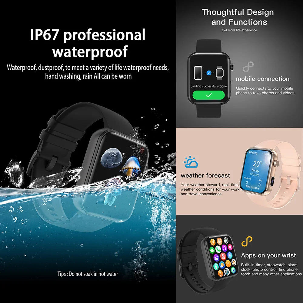 2025 New Unisex Smartwatch with Camera, Health Monitor, Fitness Tracker, Waterproof & Bluetooth Calling