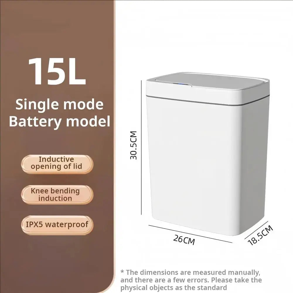 15L Touchless Smart Sensor Trash Can with Automatic Bagging – White Automatic Garbage Bin for Bathroom, Kitchen & Office