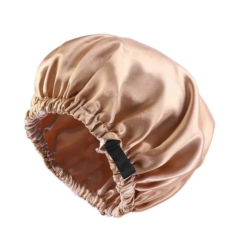 Double Layer Satin Bonnet for Sleeping – Adjustable Large Silk Sleep Cap with Elastic Band for Curly Hair, Women & Men Hair Protection