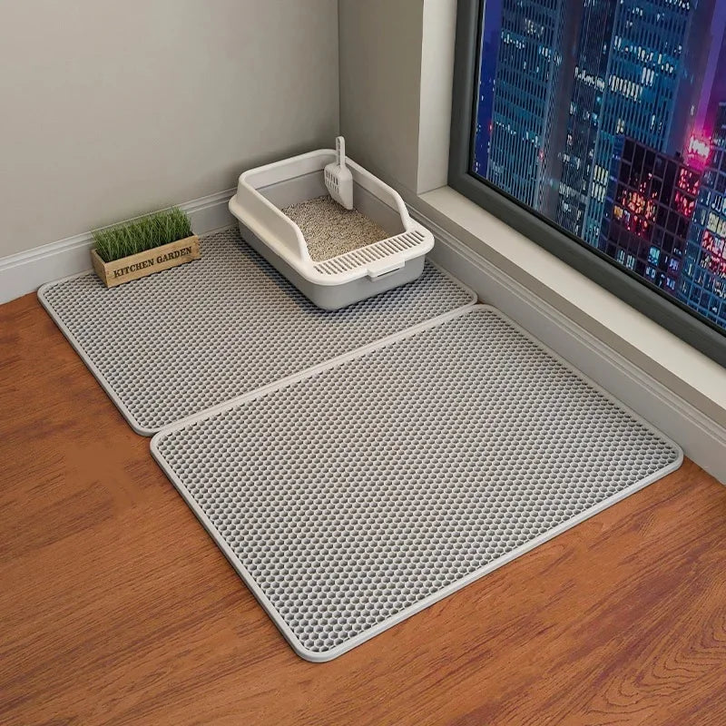 Double-Layer Cat Litter Mat - Waterproof, Non-Slip, Sand-Trapping Pet Mat for Litter Box (Washable)