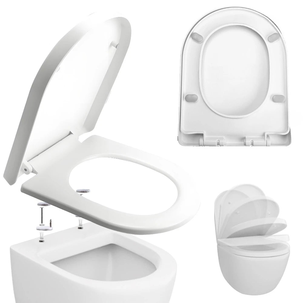 Soft Close Toilet Seat – Quick Release White PP Seat with Anti-Bacterial Top & Bottom Fixing