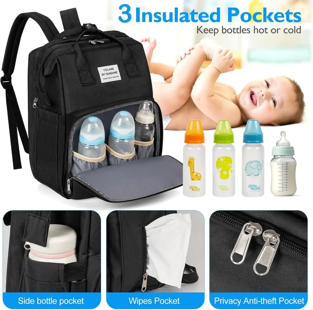 Premium Waterproof Baby Diaper Backpack with Foldable Changing Station