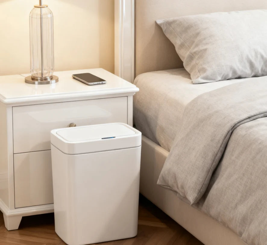 15L Touchless Smart Sensor Trash Can with Automatic Bagging – White Automatic Garbage Bin for Bathroom, Kitchen & Office