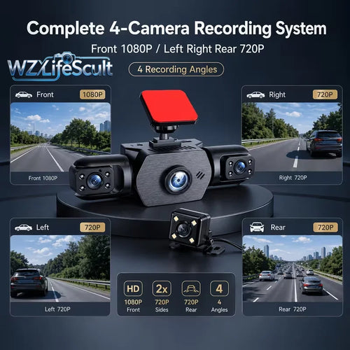 1080P FHD Multi-Camera Dash Cam with Night Vision, Parking Monitor & G-Sensor