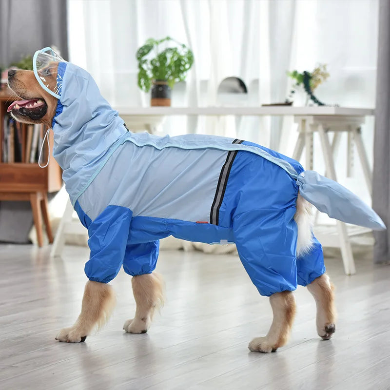 StormGuard Pro™ Full-Cover Waterproof Dog Rain Suit – Reflective Hooded Raincoat for Large Dogs