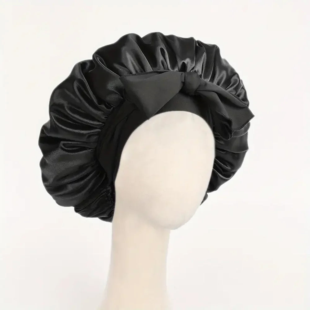 Satin Bonnet with Adjustable Tie Band – Silk-Like Sleeping Hair Bonnet for Women & Men, Nighttime Hair Protection Cap (16 Colors)