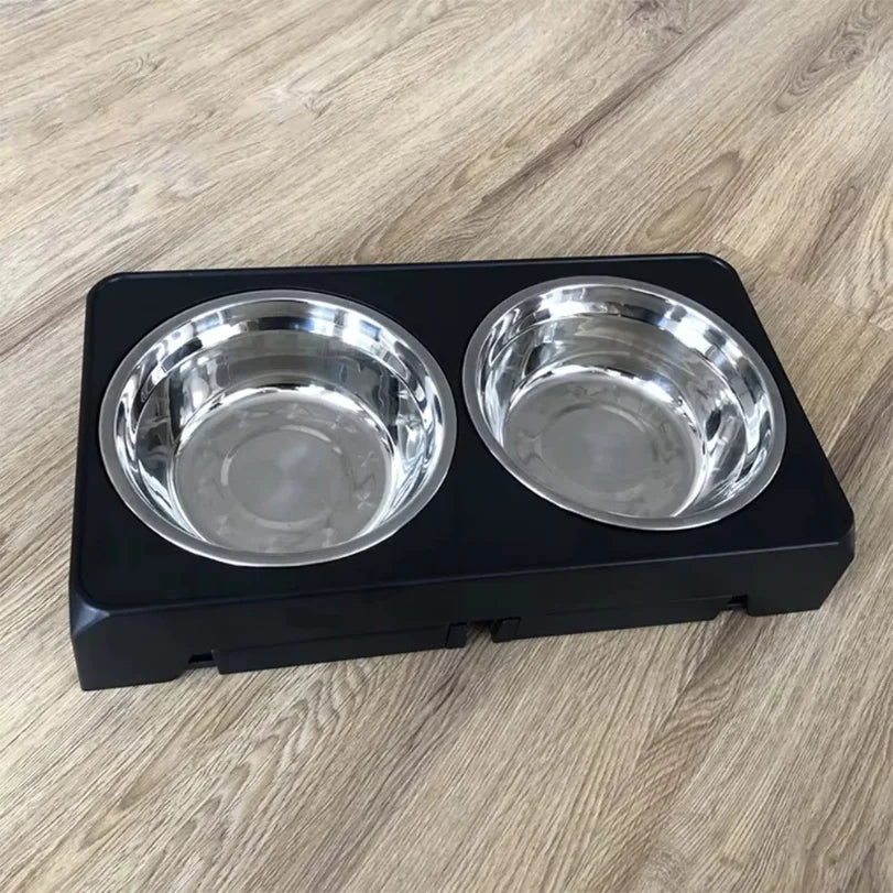Adjustable Elevated Dog Feeder with Double Stainless Steel Bowls - 5 Heights for Small Medium & Large Dogs