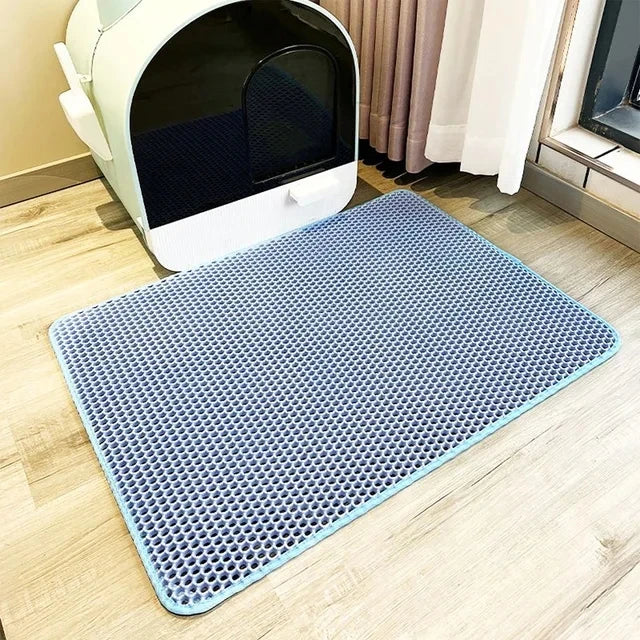 Double-Layer Cat Litter Mat - Waterproof, Non-Slip, Sand-Trapping Pet Mat for Litter Box (Washable)